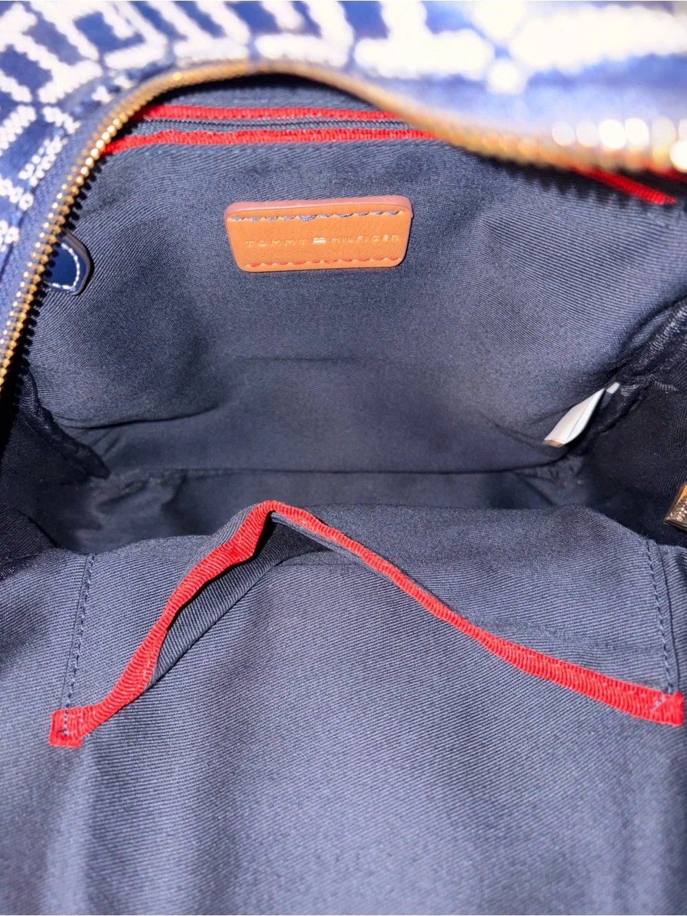 Tommy Hilfiger Navy & Red Monogram Mini Backpack Interior